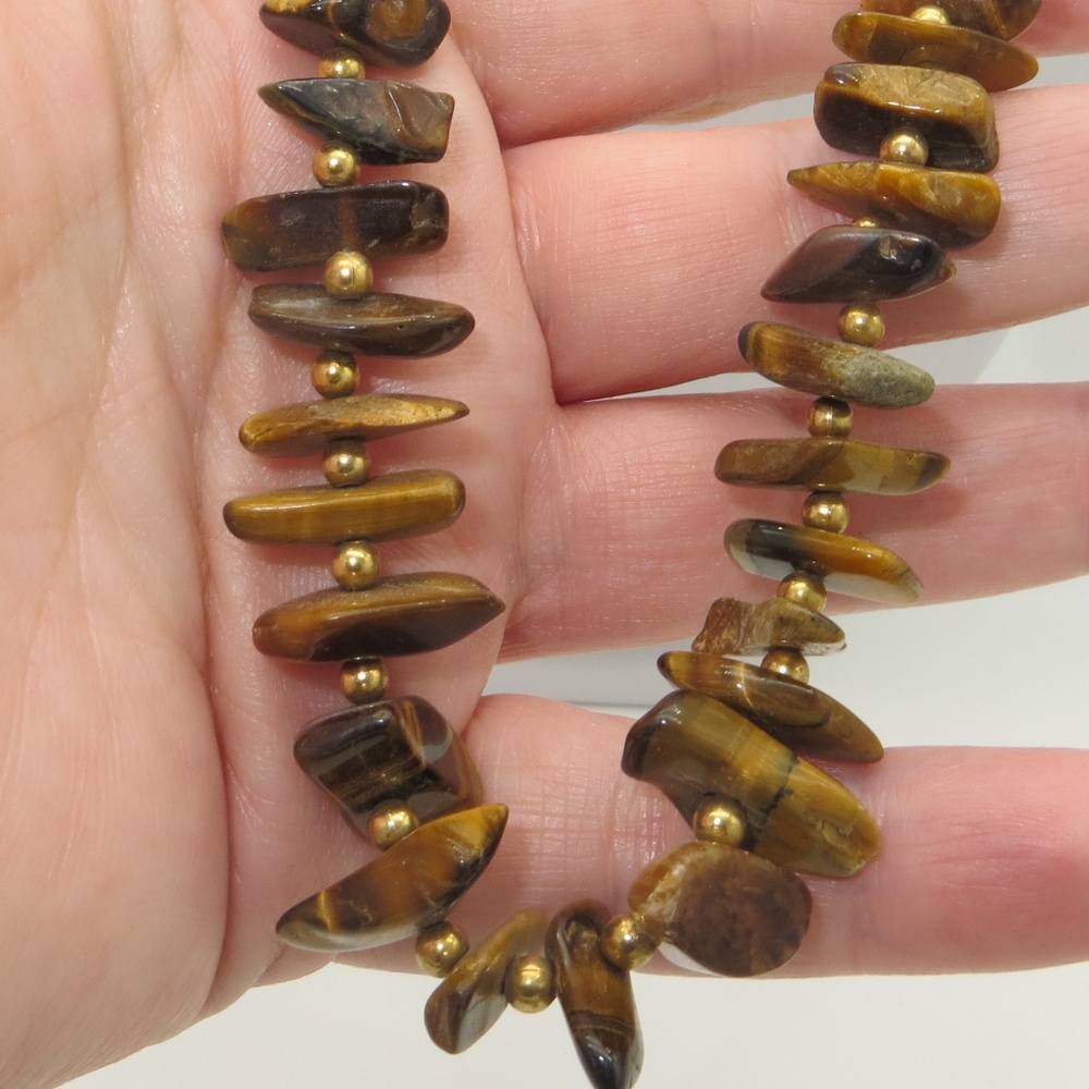 Long Vintage Tiger's Eye Necklace